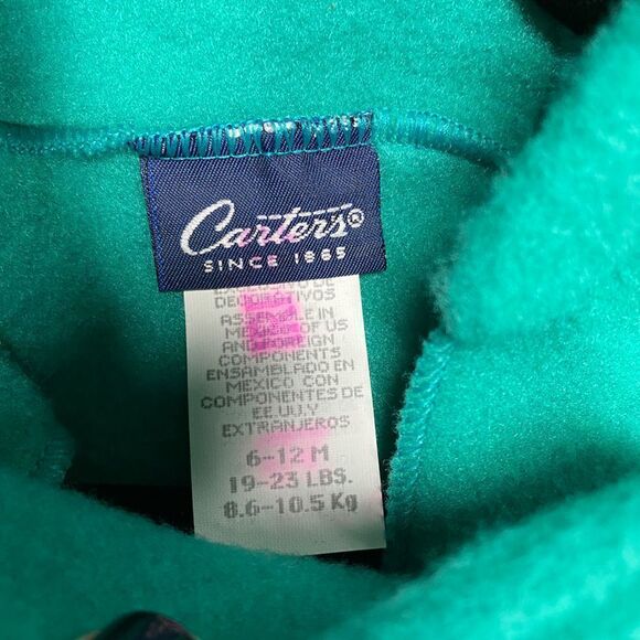 Carter’s Green Fleece Bunting Suit Size 6-12 Months - Picture 2 of 4